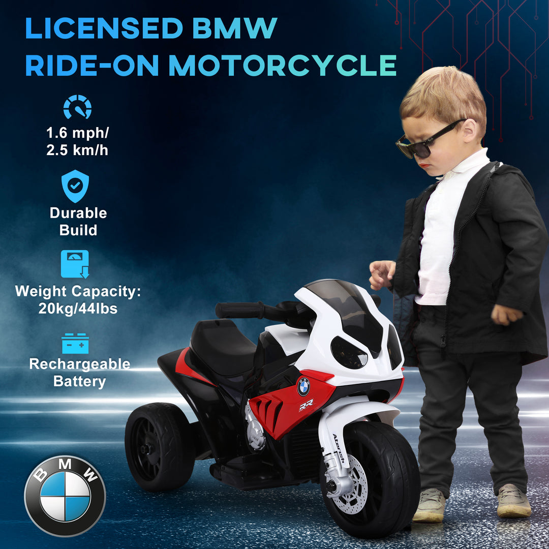Aosom Kids Motorcycle, 6V Battery Powered Toddler Motorcycle with Headlight, Music, 3 Wheels Electric Motorcycle for Kids, Licensed BMW, Gift for Boys & Girls -Black