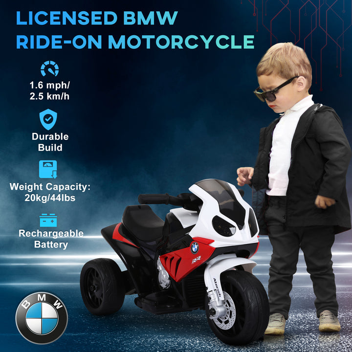 Aosom Kids Motorcycle, 6V Battery Powered Toddler Motorcycle with Headlight, Music, 3 Wheels Electric Motorcycle for Kids, Licensed BMW, Gift for Boys & Girls -Black