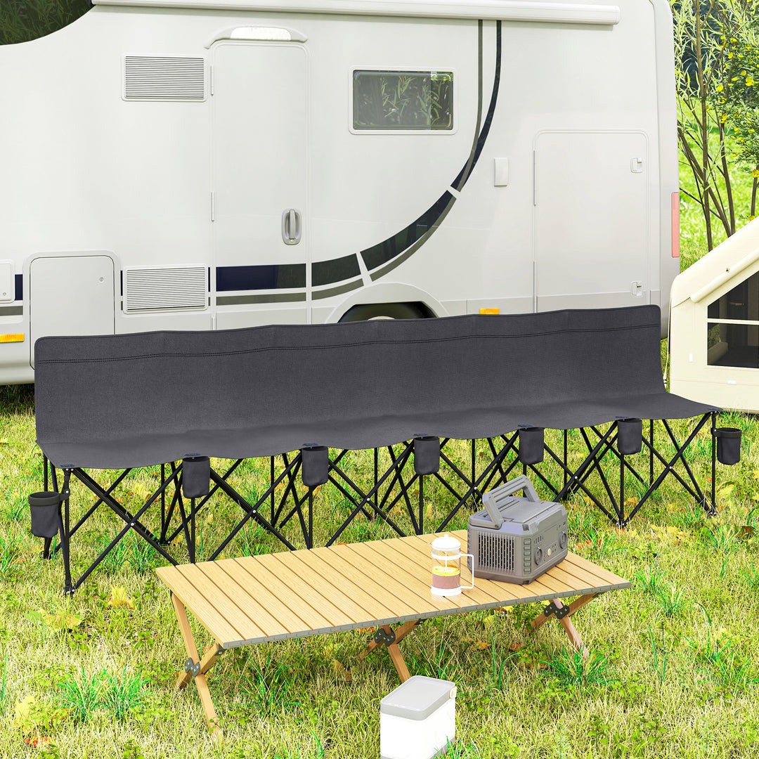 Outsunny 6 Seat Folding Camping Chair with Cup Holder and Carrying Case for Camping, Picnic, Sports Events, Blue