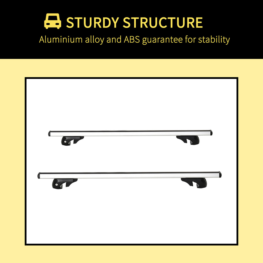 HOMCOM 2pc Roof Rack Car Roof Top Lockable Aluminum Cross Bars Adjustable Baggage Luggage Carrier, Silver (53")