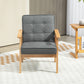 HOMCOM Modern Accent Chair with Button Tufted Back, Line-feel Fabric Armchair with Solid Wood Frame for Bedroom, Grey