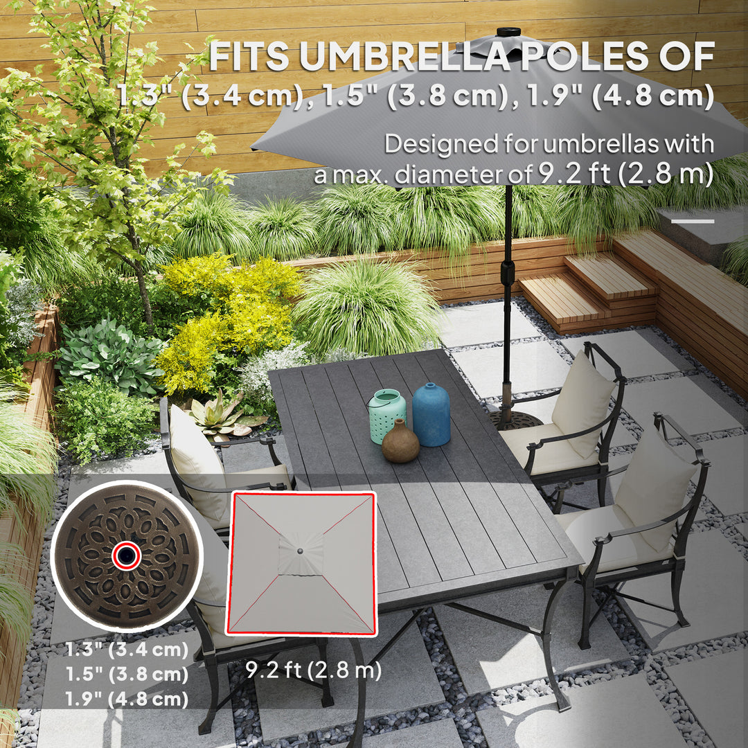Outsunny 46lbs Resin Round Patio Umbrella Base with Wheels, Umbrella Stand Base, Heavy Duty Patio Umbrella Holder for 1.3"/1.5"/1.9" Poles for Outdoor, Lawn, Poolside, Bronze