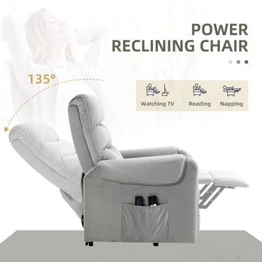 HOMCOM Lift Chair for Elderly, Massage Recliner Chair with 8 Vibration Points, Footrest, Remote Control, Side Pockets, Grey