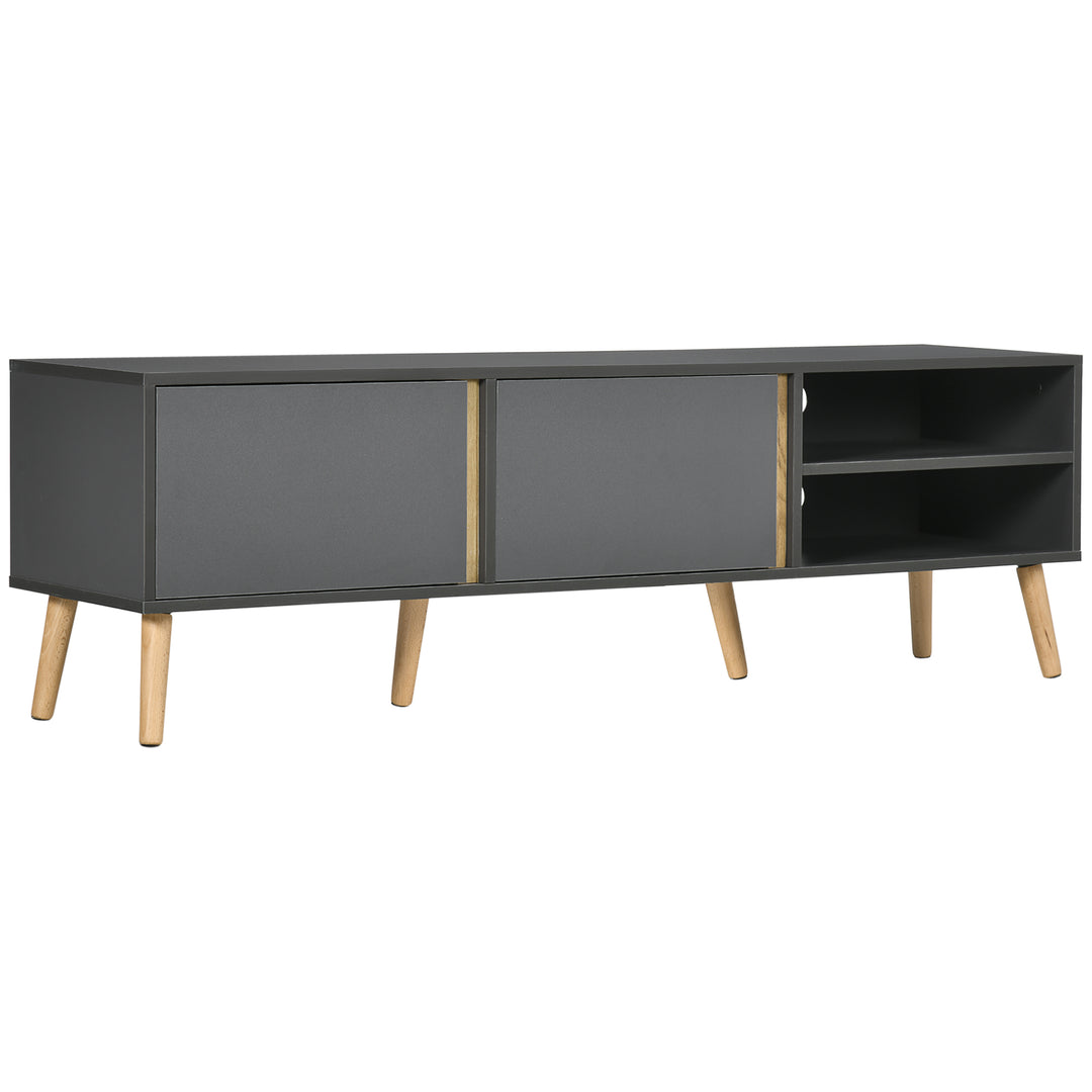 HOMCOM TV Stand for TVs up to 55", TV Cabinet with Shelves and Cable Holes, Entertainment Unit for Living Room, Dark Grey