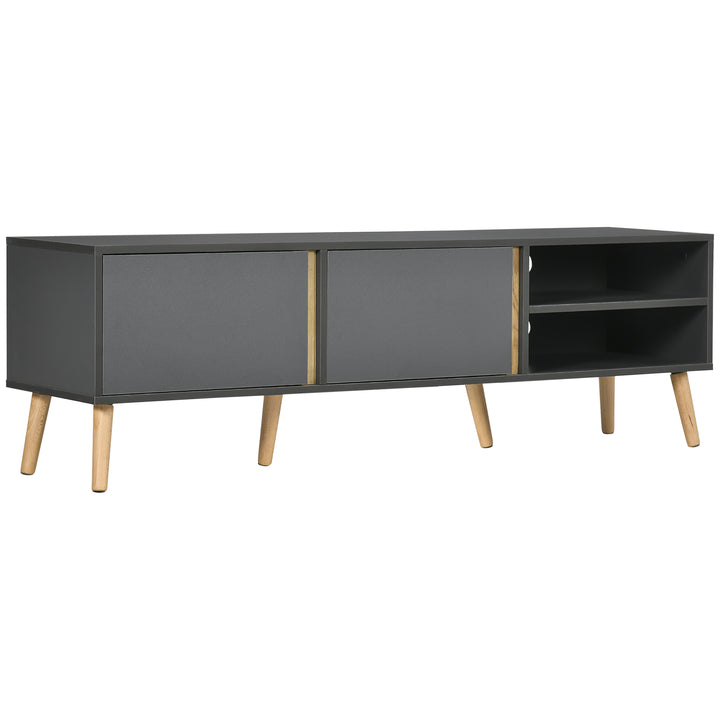 HOMCOM TV Stand for TVs up to 55", TV Cabinet with Shelves and Cable Holes, Entertainment Unit for Living Room, Dark Grey