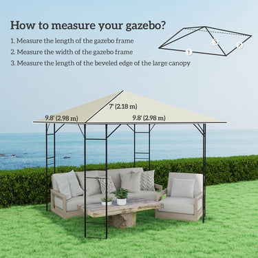 Outsunny 10' x 10' Gazebo Canopy Replacement Cover, Garden Gazebo Roof Replacement, UPF30+, TOP COVER ONLY, Cream White