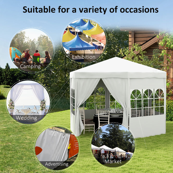 Outsunny 13 ft Party Tent Wedding Gazebo Outdoor Waterproof PE Canopy Shade with 6 Removable Side Walls