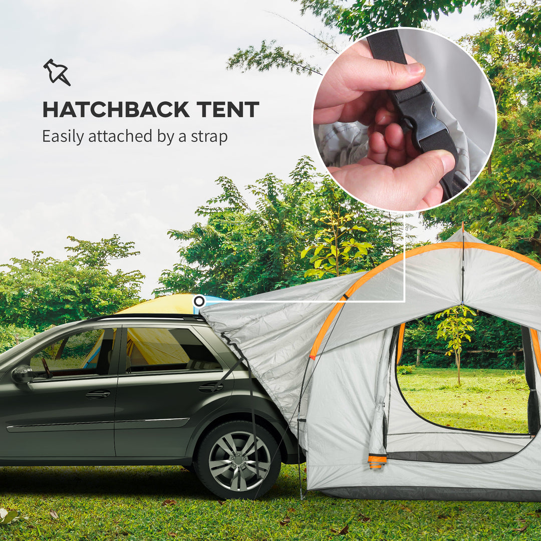 Outsunny 2000mm Waterproof SUV Tent, Car Tent with 3 Doors and Mesh Window, for 5-6 Person Camping Travel, Grey and Orange
