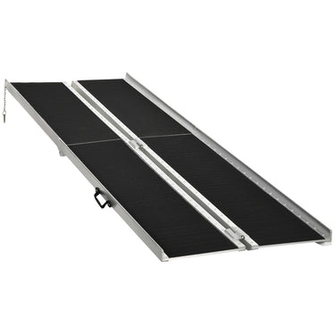 HOMCOM 10ft Wheelchair Ramp, Non-Slip Aluminum Folding Handicap Ramp, Suitable for Door Thresholds, Home Steps, Cars, Scooters, Carts, and Stairs