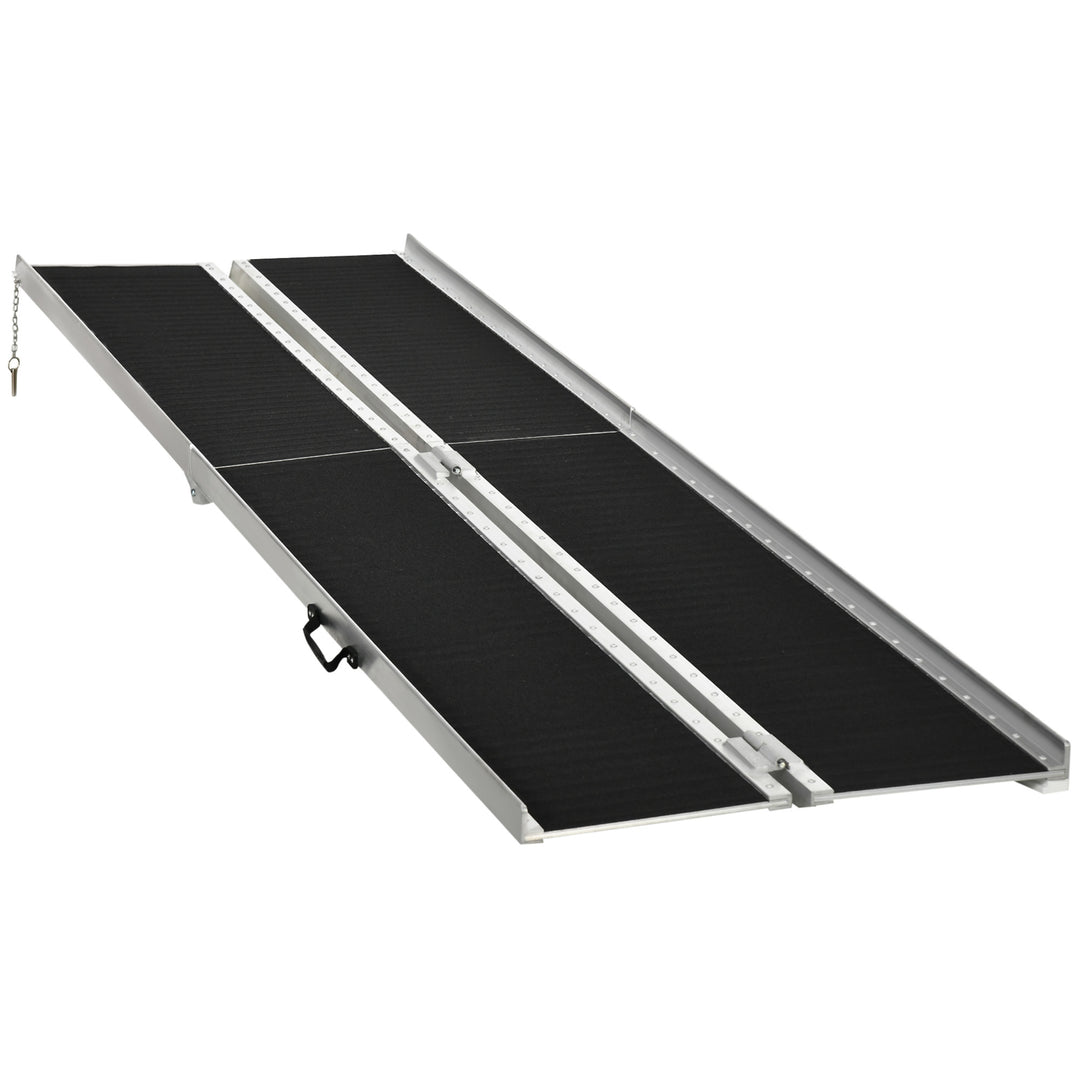 HOMCOM 10ft Wheelchair Ramp, Non-Slip Aluminum Folding Handicap Ramp, Suitable for Door Thresholds, Home Steps, Cars, Scooters, Carts, and Stairs