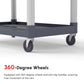 HOMCOM 3-Tier Utility Cart Large Rolling Storage Trolley with 3 Shelves Metal Clean Service Cart, Restaurant, Hotel, Livingroom, Silver and Grey