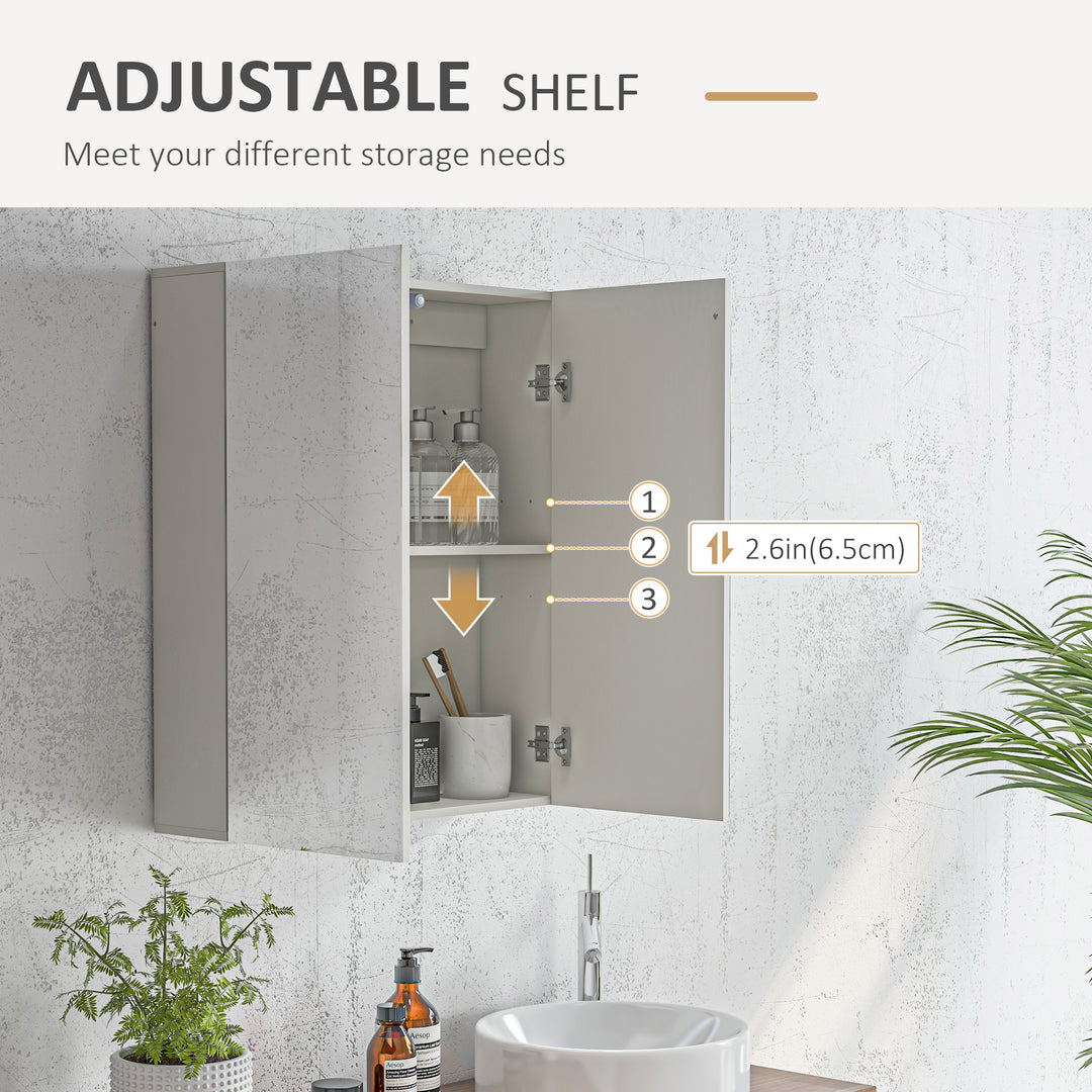 kleankin Wall Mounted Mirror Cabinet, Bathroom Medicine Cabinet with Mirror, 2 Doors, Adjustable Shelf and Soft Close Mechanism
