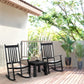 Outsunny Wooden Porch Rocking Chair Outdoor Patio Rocker Garden Single Leisure Reclining Seat Armchair Black
