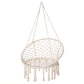 Outsunny Patio Hammock Chair, Hanging Rope Hammock Swing for Indoor & Outdoor Use with Backrest, Cotton-Polyester Blend, Fringe Tassels, Dark Grey