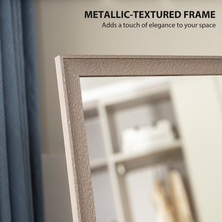 HOMCOM 64" x 21" Rectangular Full Length Mirror with Frame, Free Standing, Wall Mounted or Leaning, Gunmetal Silver