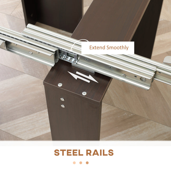 HOMCOM Extendable Dining Table, Expandable Kitchen Table for Small Spaces, Seats up to 6 People, Dark Brown