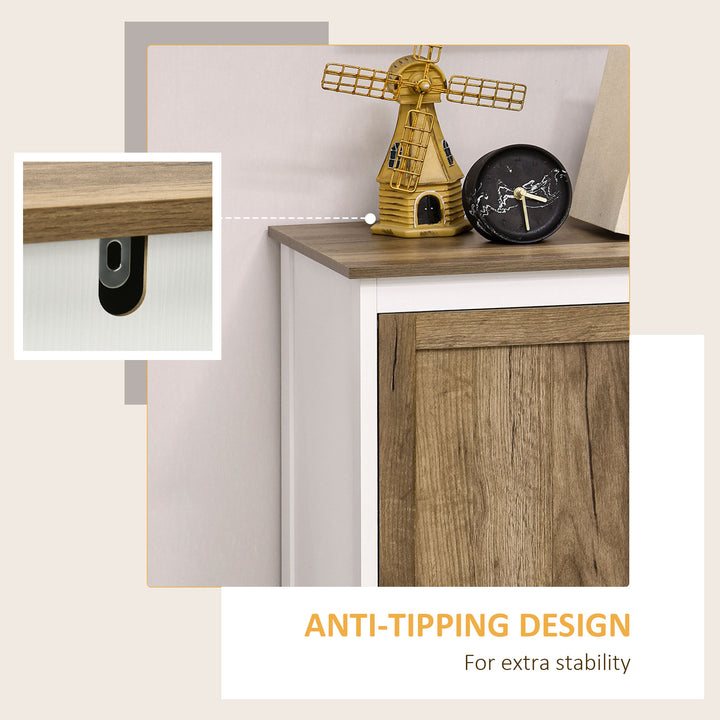 HOMCOM Farmhouse Sideboard, Storage Cabinet with 2 Doors and Shelves Kitchen, Living room, 30.9" x 15.4" x 30.9", Dark Oak