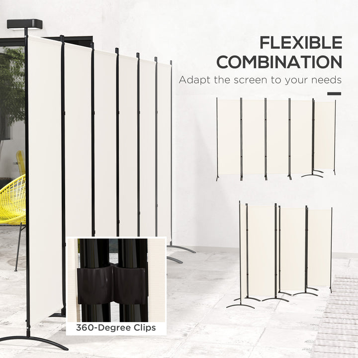 Outsunny 6 Panel Folding Room Divider, UV30+ Privacy Screen, Indoor Outdoor Privacy Panel with Stable Base, Beige