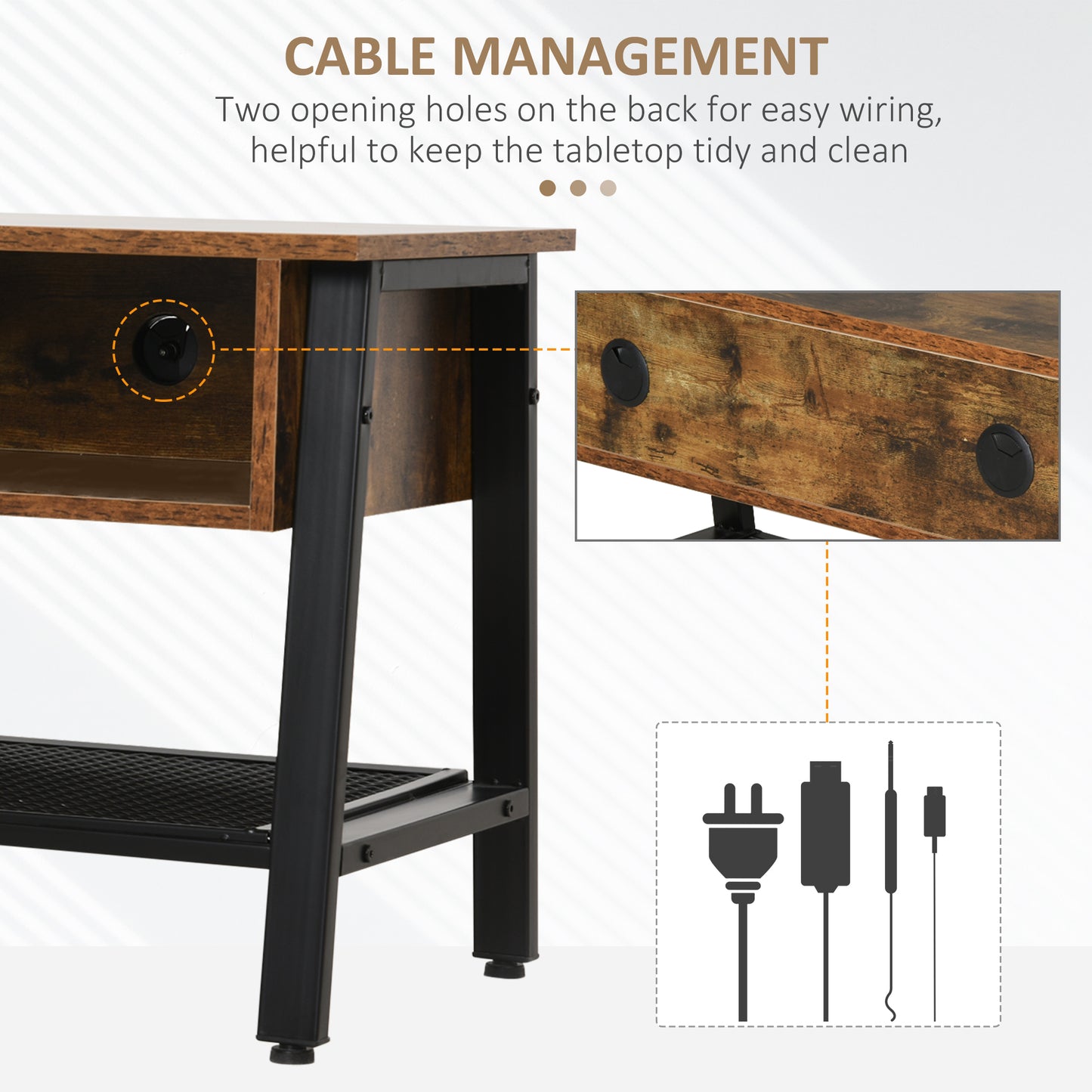 HOMCOM Industrial TV Stand, TV Console Table for TV up to 45'' Flat Screen, Entertainment Center for Living Room, Bedroom, Rustic Brown