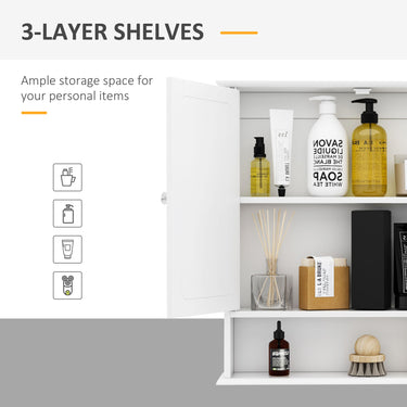 kleankin Medicine Cabinet, Wall-Mounted Bathroom Mirror Cabinet with Double Doors, Open Shelf, and Adjustable Shelf, Modern Bathroom Wall Cabinet, White