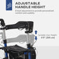 HOMCOM Lightweight Folding Rolling Walker with Large Seat, Back, Adjustable Handle, Bag, Dual Brake, Cane Holder, Red