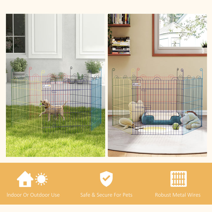 PawHut Metal Pet Playpen Portable Hexagon Dog Exercise Fence Multi-colored