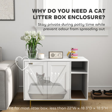 PawHut Cat Litter Box Enclosure, Hidden Litter Box with Scratching Pad, Storage, for Living Room, Bedroom, 31.5" x 20" x 24"