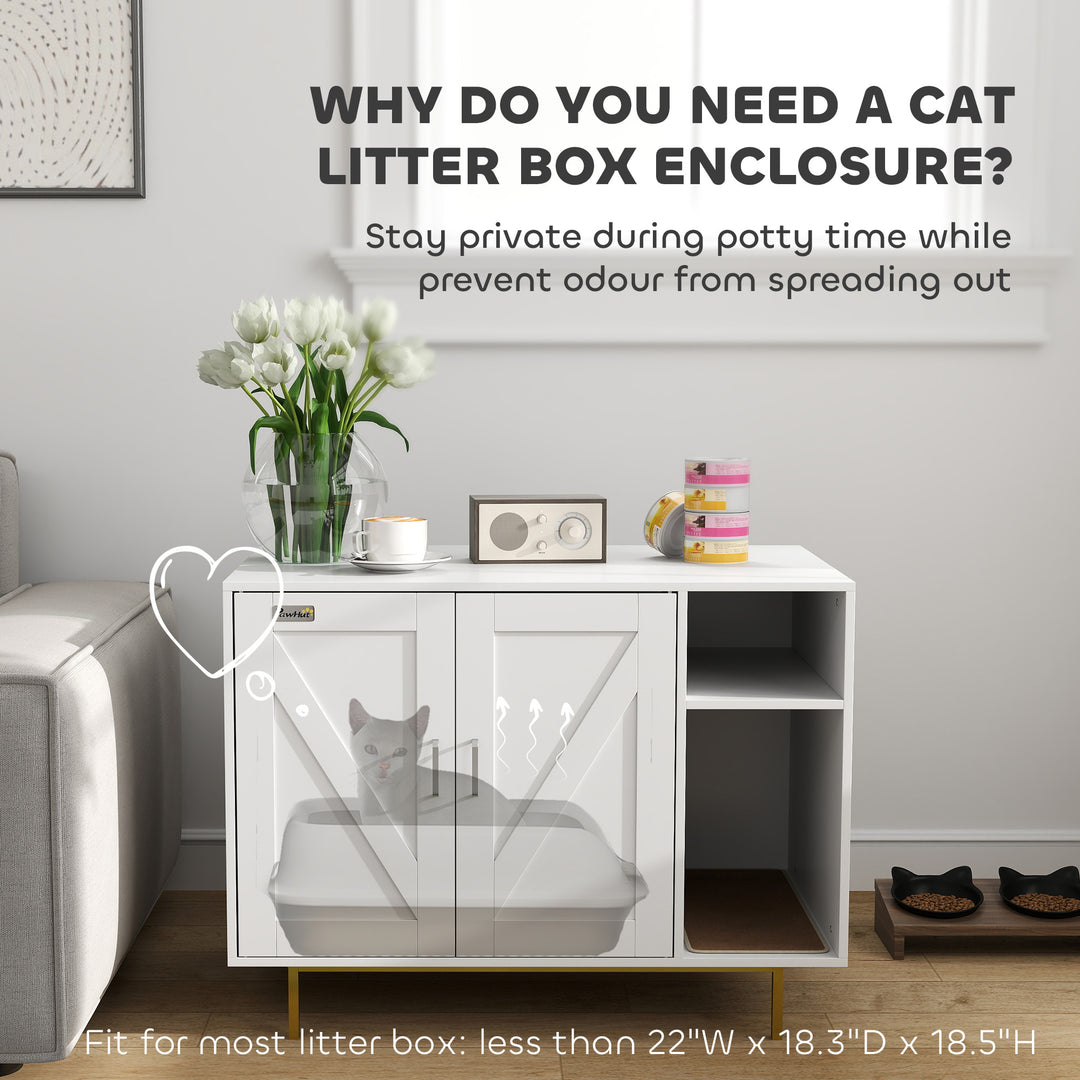PawHut Cat Litter Box Enclosure, Hidden Litter Box with Scratching Pad, Storage, for Living Room, Bedroom, 31.5" x 20" x 24"