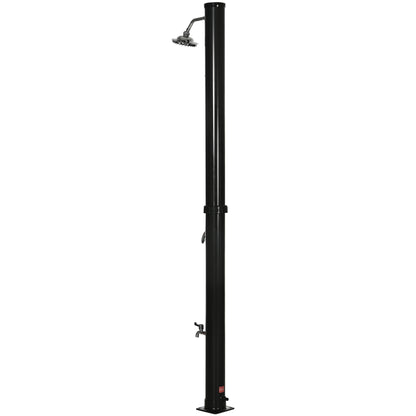 Outsunny 5.3 Gallons Solar Shower with Rotating Rainfall, Temperature Adjustment, 2 Section Outdoor Shower for Backyard, Black