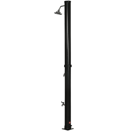 Outsunny 5.3 Gallons Solar Shower with Rotating Rainfall, Temperature Adjustment, 2 Section Outdoor Shower for Backyard, Black