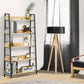 HOMCOM Modern Bookshelf Storage with 5-Tier Wide Shelving, Metal Frame, Wooden Bookcase for Living Room Library Home Furniture, Black