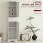 HOMCOM 67" Tall Bathroom Cabinet, Slim Bathroom Storage Cabinet with 2 Doors, Drawer and Adjustable Shelf, White Wood Grain