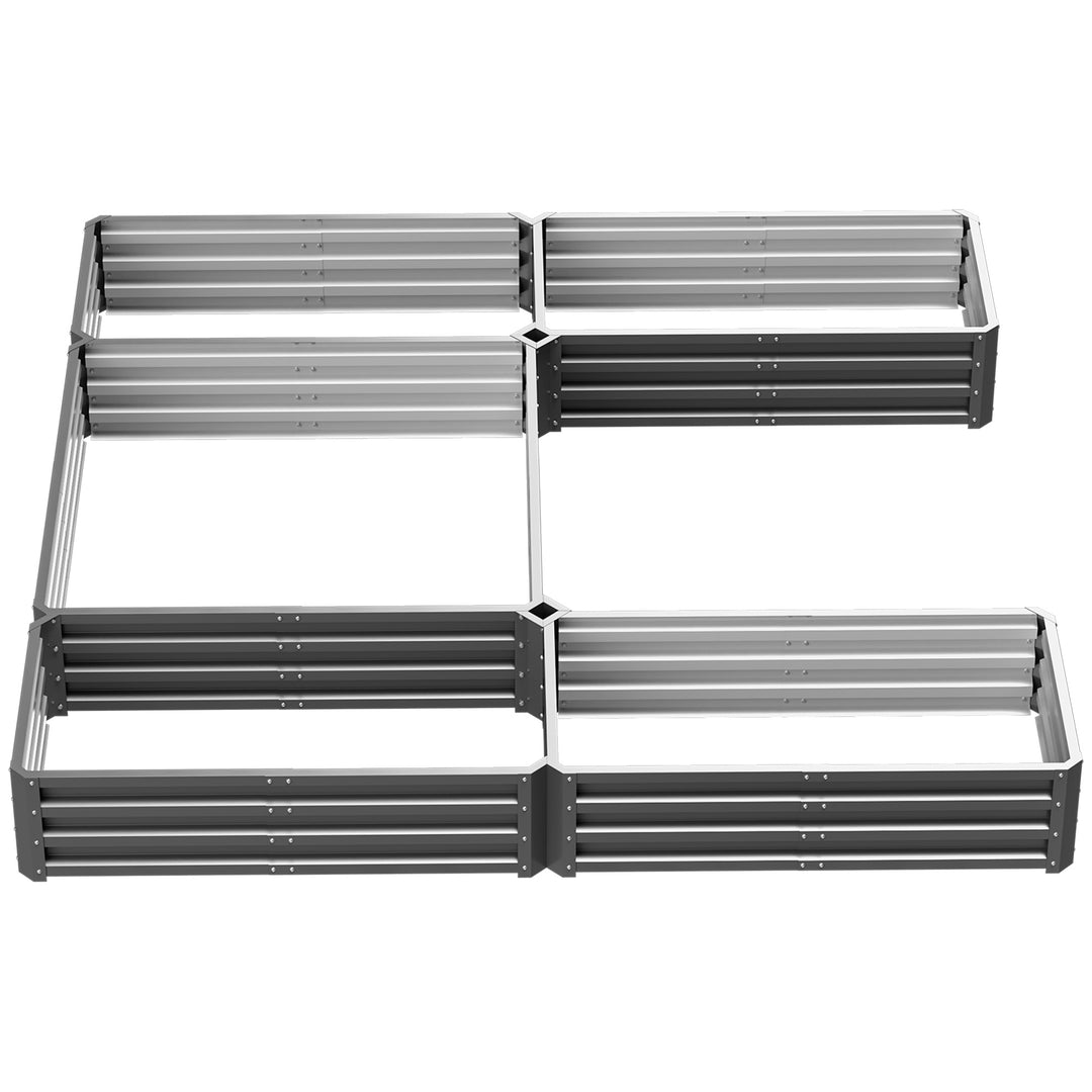 Outsunny Steel Raised Garden Bed, Set of 5 Large Box Planters for Outdoor Plants Vegetables Flowers Herbs, 8x8x1ft, Grey