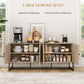 HOMCOM Sideboard Buffet Cabinet with 2 Adjustable Shelves and Steel Base, TV Stand, Coffee Bar Cabinet for Living Room, Oak