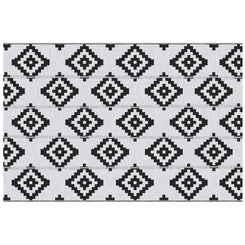 Outsunny Reversible Outdoor RV Rug, Patio Floor Mat, 6' x 9' Plastic Straw Rug for Backyard, Deck, Beach, Camping, Black & White