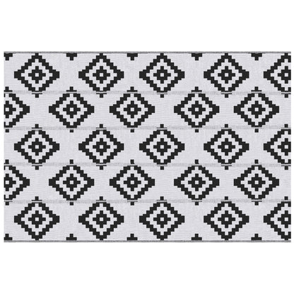 Outsunny Reversible Outdoor RV Rug, Patio Floor Mat, 6' x 9' Plastic Straw Rug for Backyard, Deck, Beach, Camping, Black & White