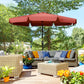 Outsunny 8.5 ft Outdoor Market Table Umbrella, Round Patio Umbrella with Tilt and Crank for Garden, Backyard, Deck, Wine Red