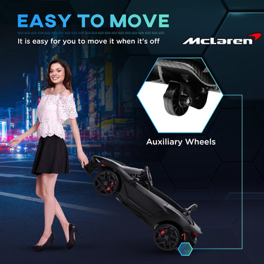 Qaba McLaren 765LT Licensed 12V Kids Electric Car w/ Scissor Doors, Transport Wheels, Remote, Slow Start, Music Horn Black