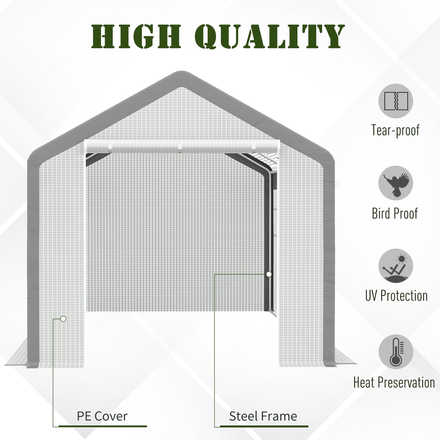 Outsunny 6.6' x 10' x 7' Heavy Duty Walk-In Greenhouse Vegetable Seed Growth Tent Outdoor Plant Growing Tunnel Warm House Flower Shed Backyard White