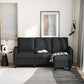 HOMCOM L-Shape Sofa, Modern Sectional Couch with Ottoman, Corner Sofa for Living Room, Dark Grey