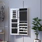 HOMCOM White Mirrored Jewelry Cabinet Hanging Wall Mount Real Glass Mirror Locked, White