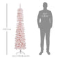 HOMCOM 5ft Snow-Flocked Artificial Christmas Tree, Slim Pencil Xmas Tree with 301 Realistic Branches, Metal Base, Pink