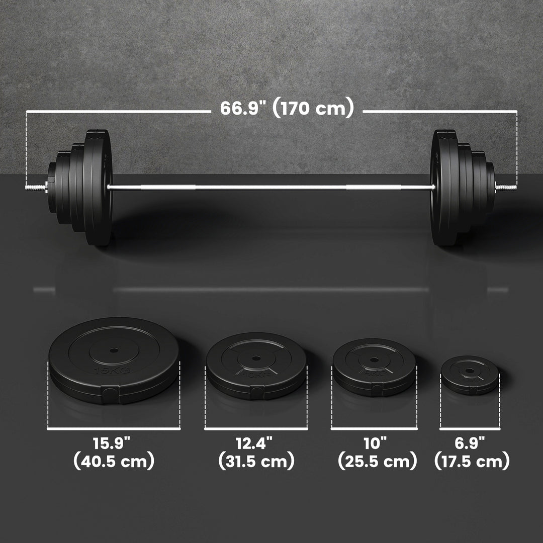 Soozier 154 lbs Barbell Weight Set, Adjustable Weights for Home Gym with 67" Barbell Bar, Strength Training Equipment