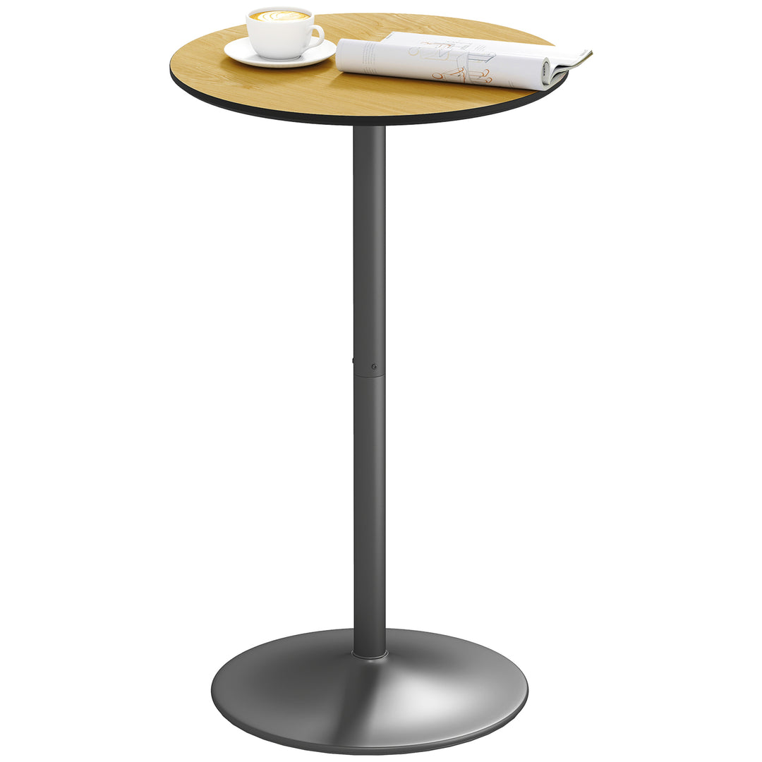HOMCOM Round Table for 2, 40.2 Inch Bar Height Pub Table with Steel Frame, Non-Slip Base for Living Room, Kitchen, Natural Wood