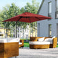 Outsunny 8' x 8' Square Patio Hanging Offset Umbrella with 360Â° Rotation, Aluminum Outdoor Cantilever Parasol with Crank & Tilt, Sun Canopy Shelter with Cross Base, Wine Red