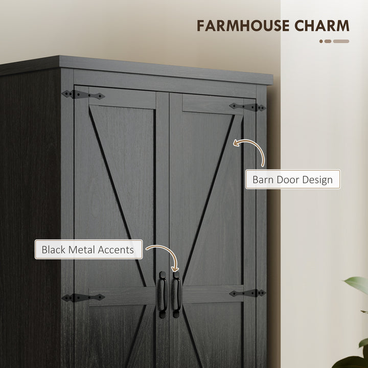 HOMCOM Farmhouse Kitchen Pantry Storage Cabinet, 64" Freestanding Kitchen Pantry Cabinet with Drawers, Distressed White