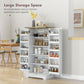 HOMCOM Farmhouse Kitchen Pantry Storage Cabinet, Kitchen Pantry Cabinet with Doors and Adjustable Shelves, Cream White