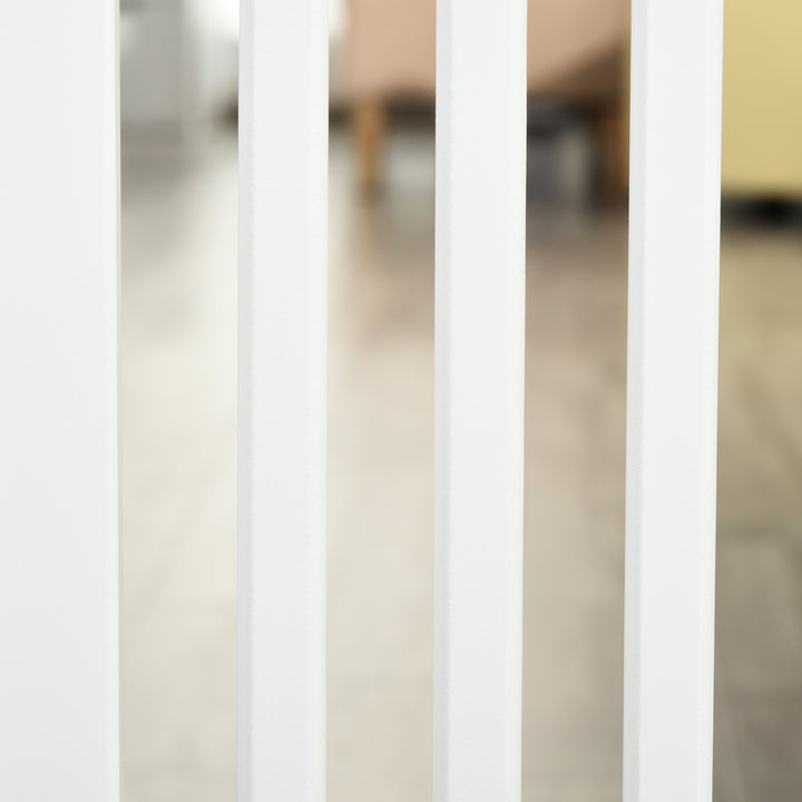 PawHut 4 Panel Free Standing Wooden Pet Gate with Open Door Black