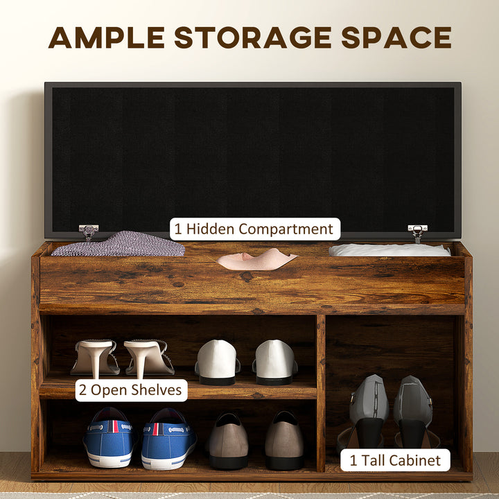 HOMCOM Shoe Bench Entryway Storage Rack with Padded Cushion, Hidden Storage for Hallway, Living Room, Black