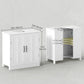 kleankin Pedestal Under Sink Cabinet, Bathroom Vanity Cabinet Storage with Double Doors and Adjustable Shelf, White